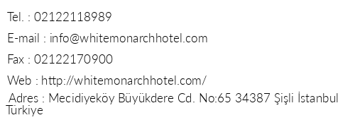 White Monarch Hotel telefon numaralar, faks, e-mail, posta adresi ve iletiim bilgileri